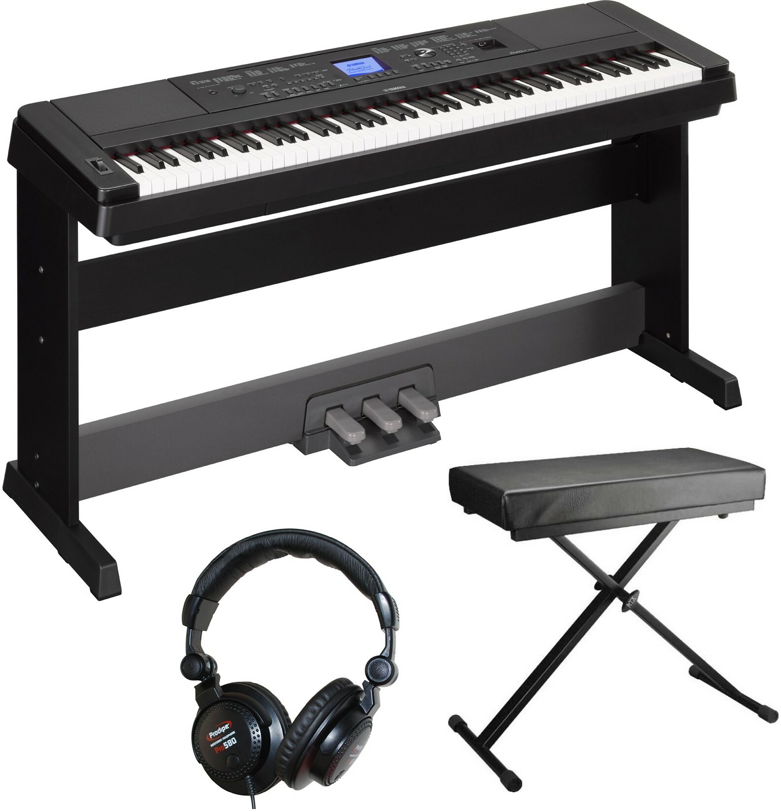 Yamaha Dgx660-b + PÉdalier Lp7a + Banquette + Casque - Black - Digitale piano met meubel - Main picture