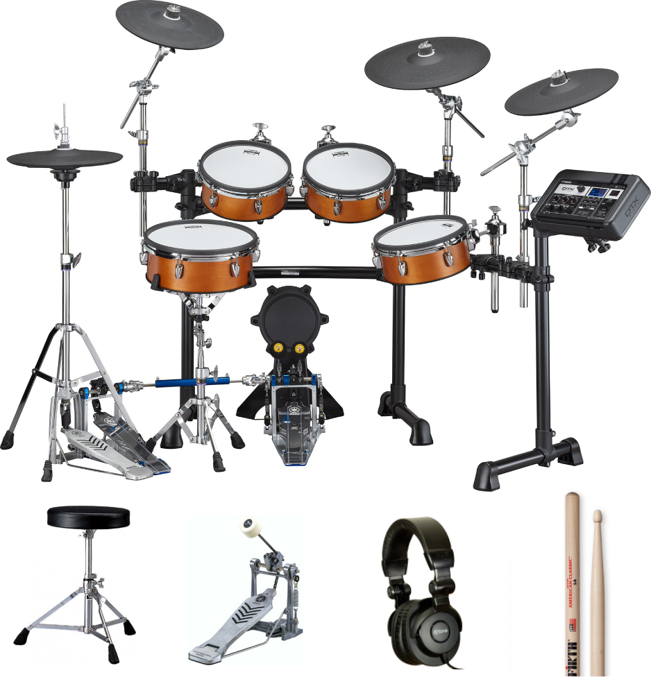 Yamaha Dtx8k-m Real Wood Bundle Complet - X-hp1 + Ds550u + Fp2710a + Vic5a - Drum Promo Set - Main picture