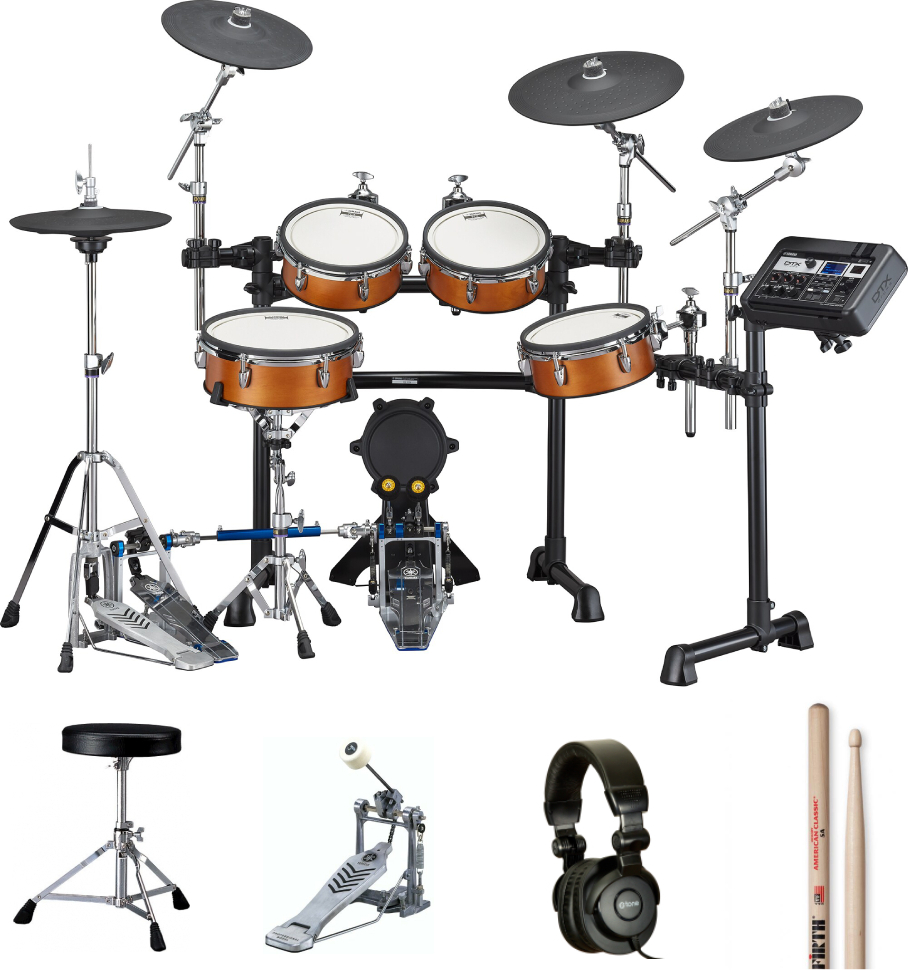 Yamaha Dtx8k-x Real Wood Bundle Complet - X-hp1 + Ds550u + Fp2710a + Vic5a - Drum Promo Set - Main picture