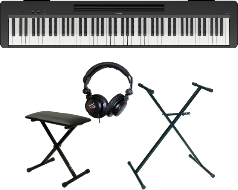 Yamaha P-145 Black  + Stand Clavier + Casque + Banquette Pliable - Draagbaar digitale piano - Main picture