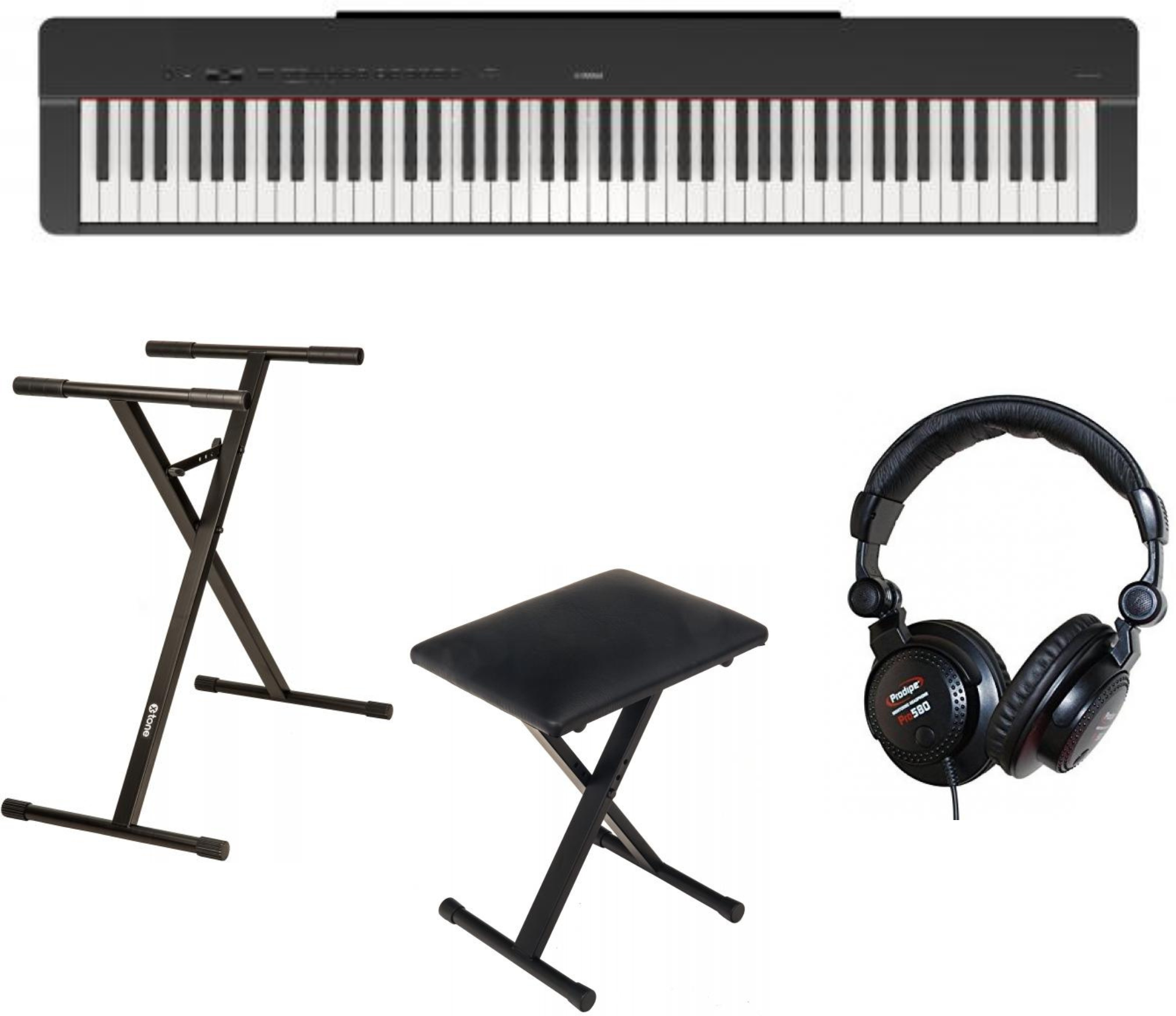 Yamaha P-225 Black  + Stand (xh 6102) + Banquette (xb 6150) + Casque (pro580) - Draagbaar digitale piano - Main picture