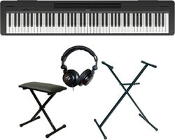 Draagbaar digitale piano Yamaha P-145 Black + Stand Clavier + Casque + Banquette Pliable