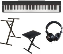 Draagbaar digitale piano Yamaha P-225 Black  + Stand (XH 6102) + Banquette (xb 6150) + Casque (PRO580)