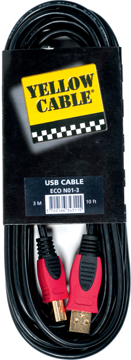 Yellow Cable Usb A Male Vers B Male 5m - - Kabel - Main picture